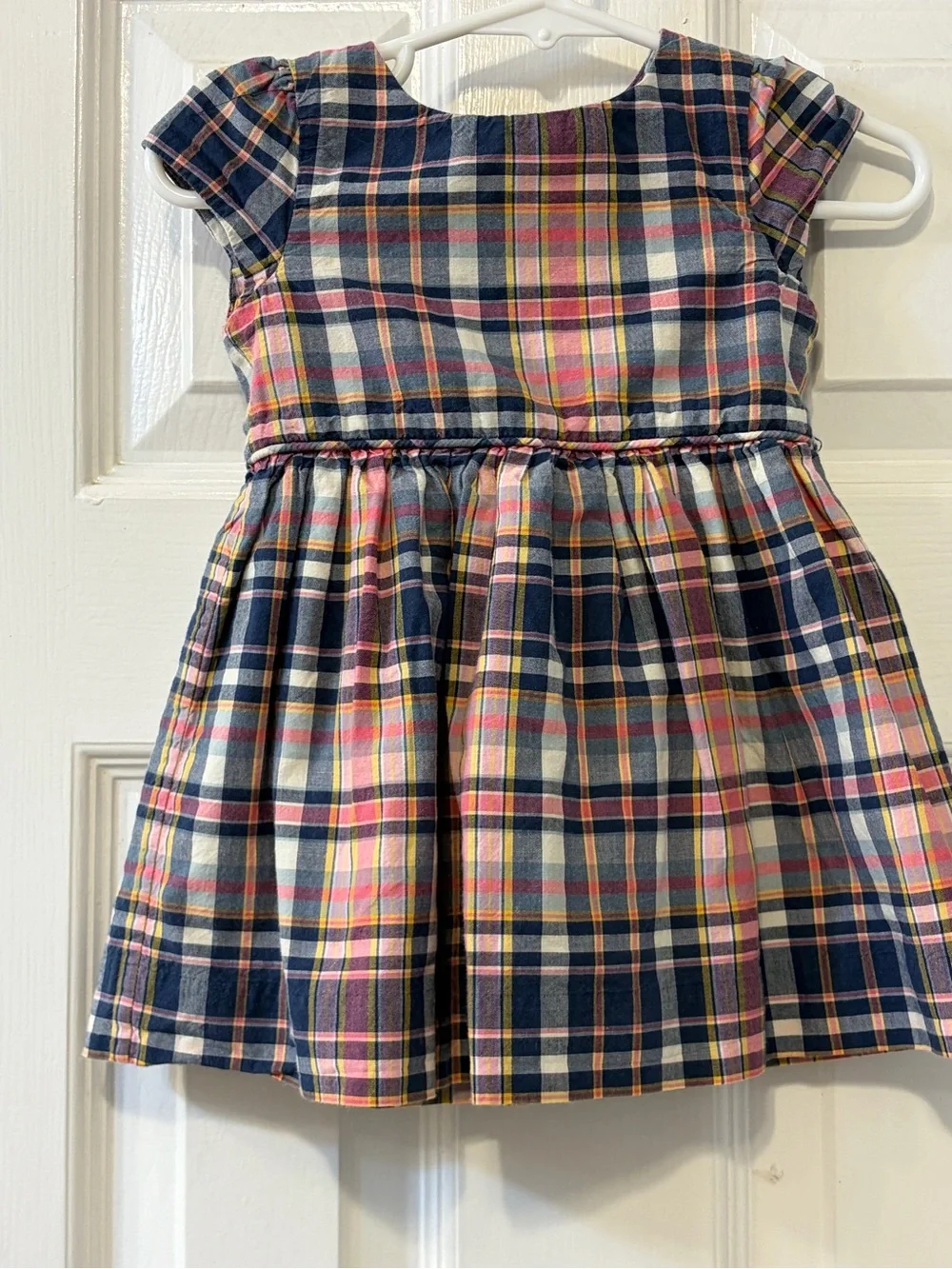 Ralph Lauren Pink & Blue Colorful Multi-Check Plaid Pattern w/Gathered Skirt 6 M
